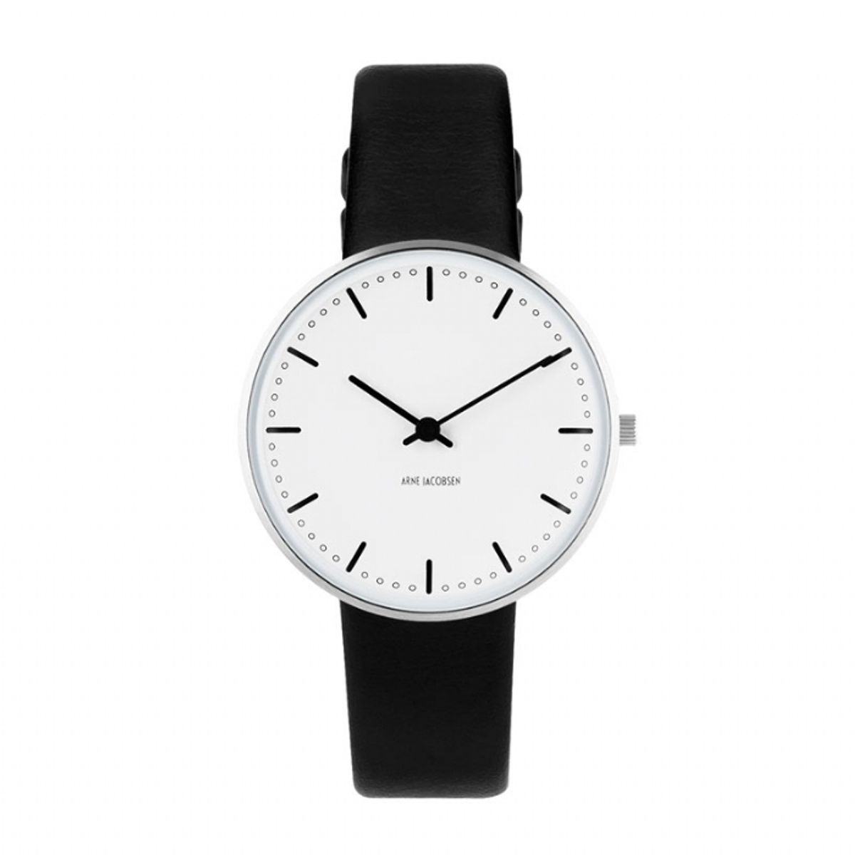 Arne Jacobsen City Hall Watch armbåndsur Ø34, sort rem