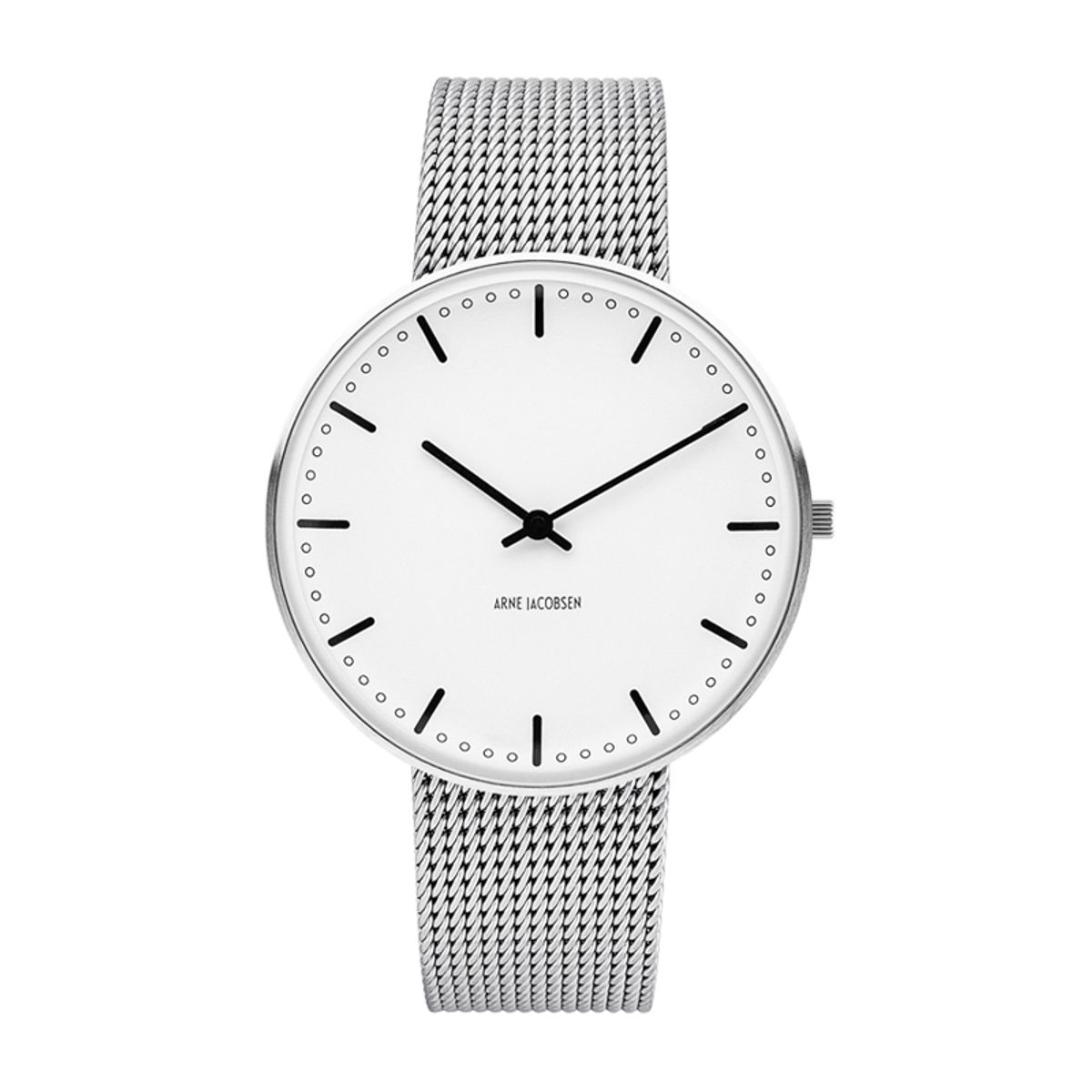 Arne Jacobsen City Hall Ø40 Watch armbåndsur i stål med meshlænke