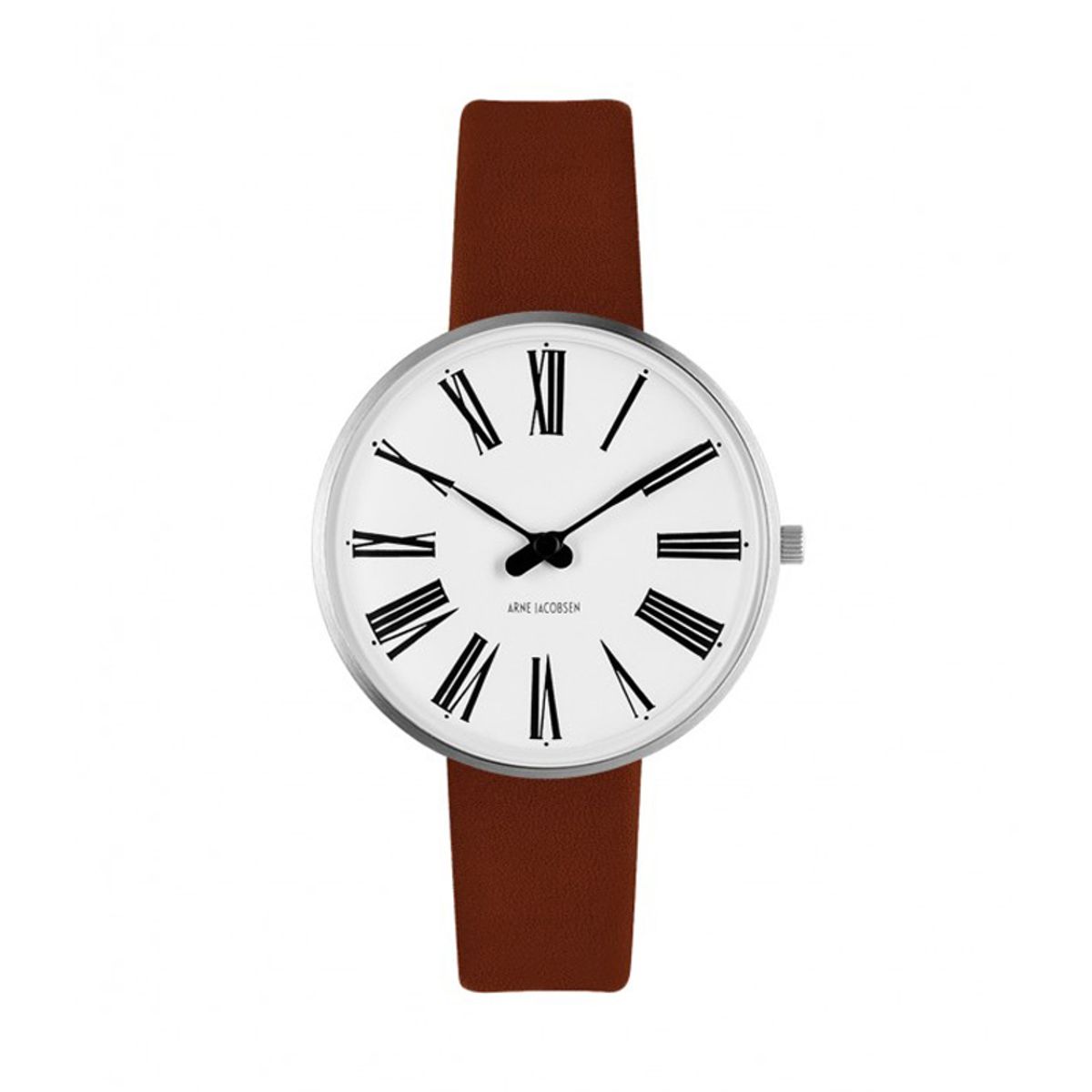 Arne Jacobsen Roman Watch armbåndsur, ø34 mm med brun rem