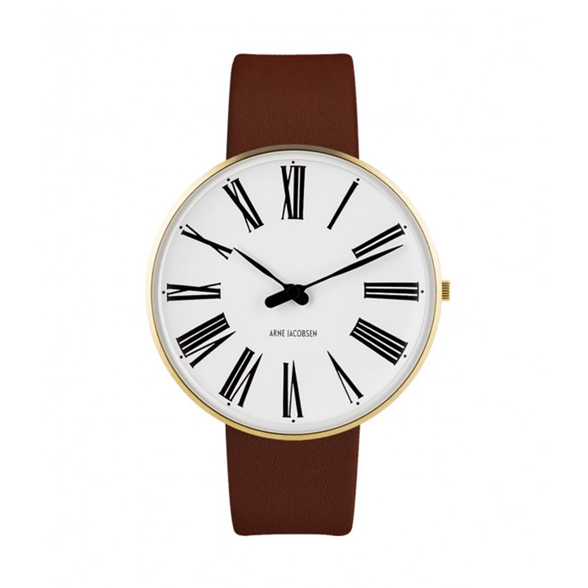 Arne Jacobsen Roman Watch Ø40mm unisexur, forgyldt med brun rem