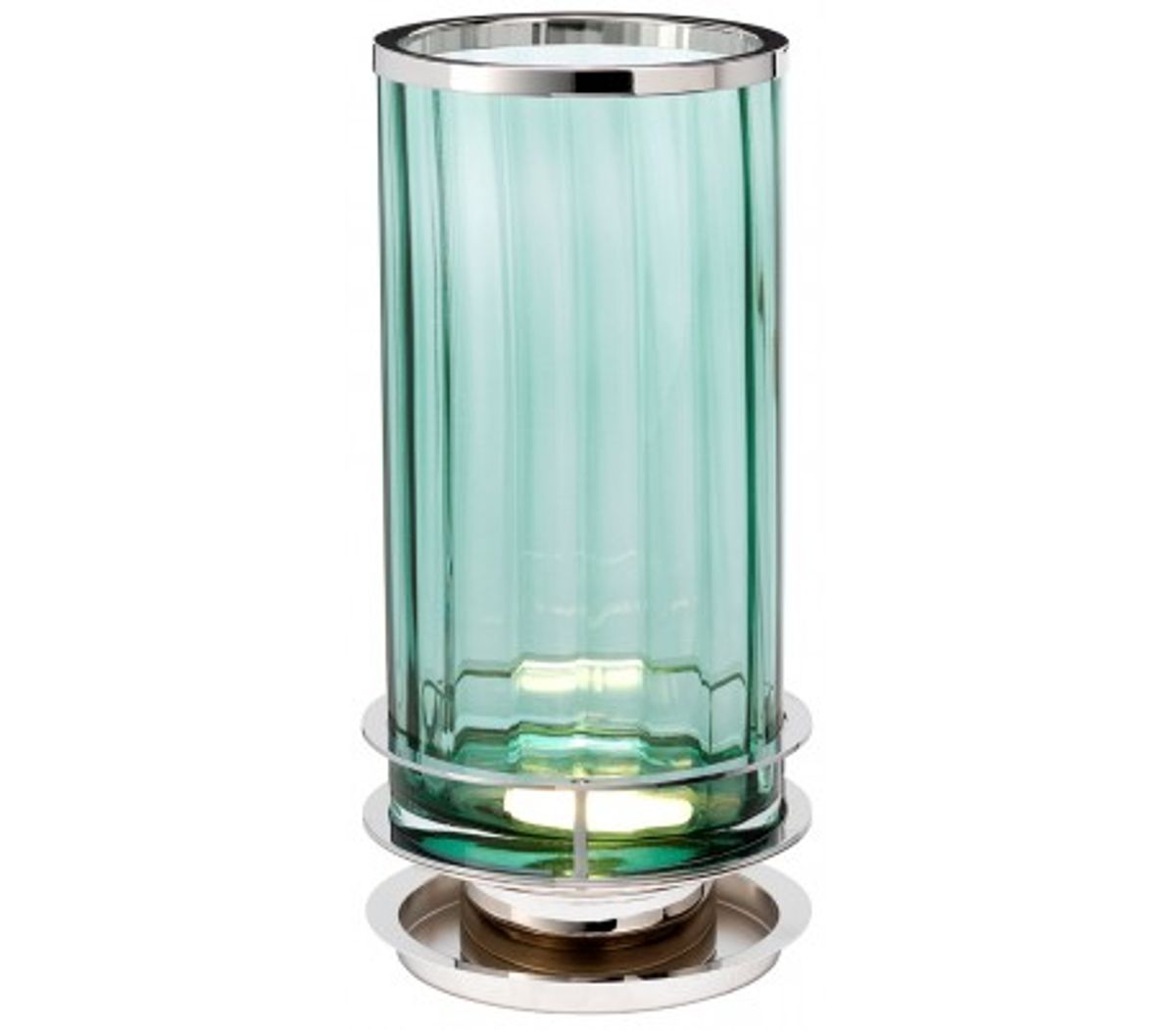 Arno Bordlampe i glas og stål H35,4 cm 1 x GX53 - Poleret nikkel/Grøn