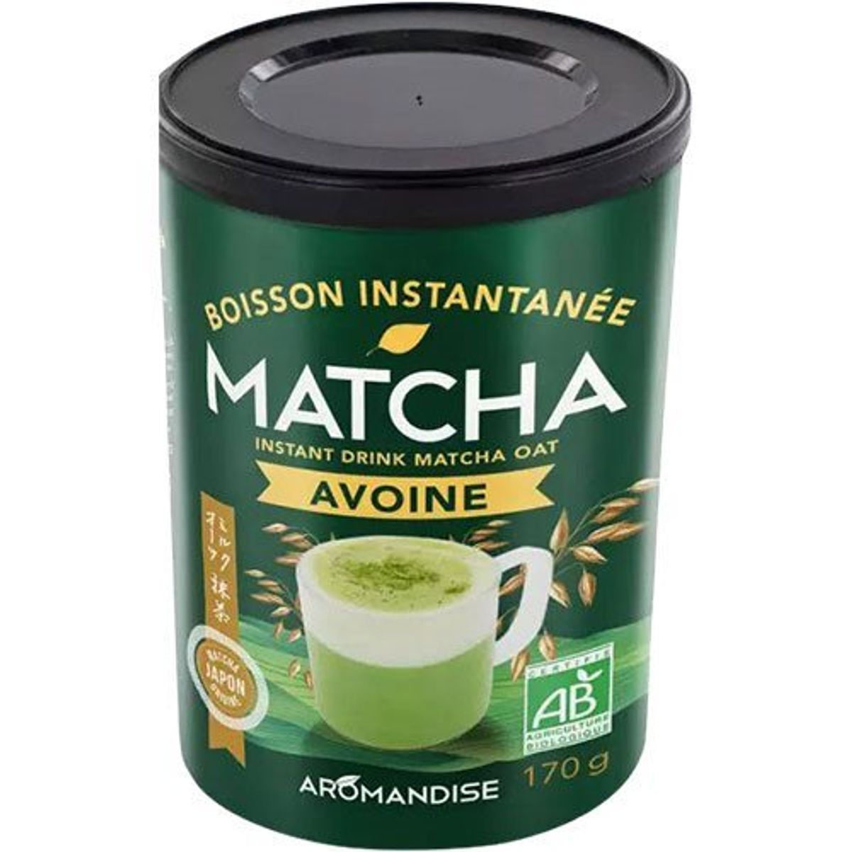 Aromandise Matcha Instant latté Havre Ø, 170g.