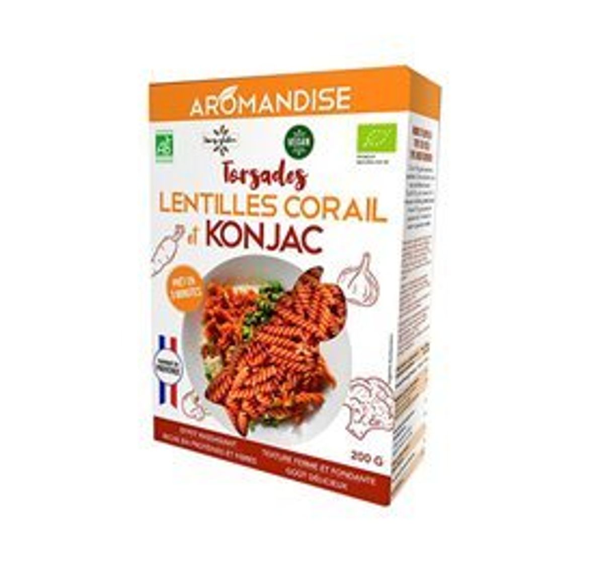 Aromandise Shirataki & Rød linse fusilli Ø, 200g.