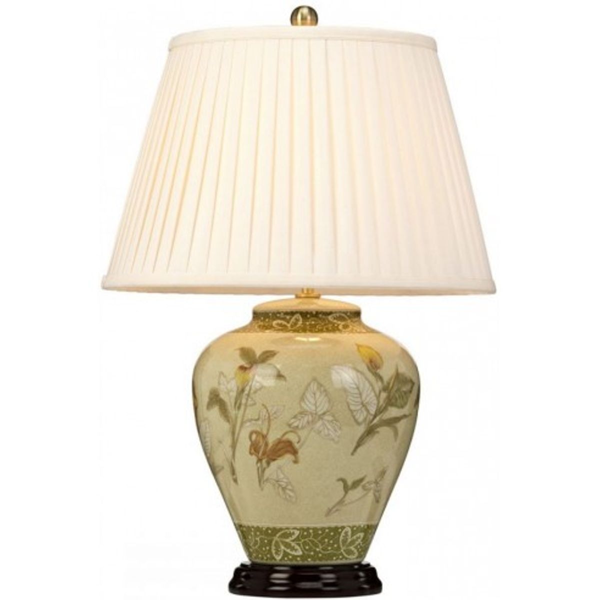 Arum Bordlampe i porcelæn og polyester H62 cm 1 x E27 - Krakeleret grøn & creme/Creme