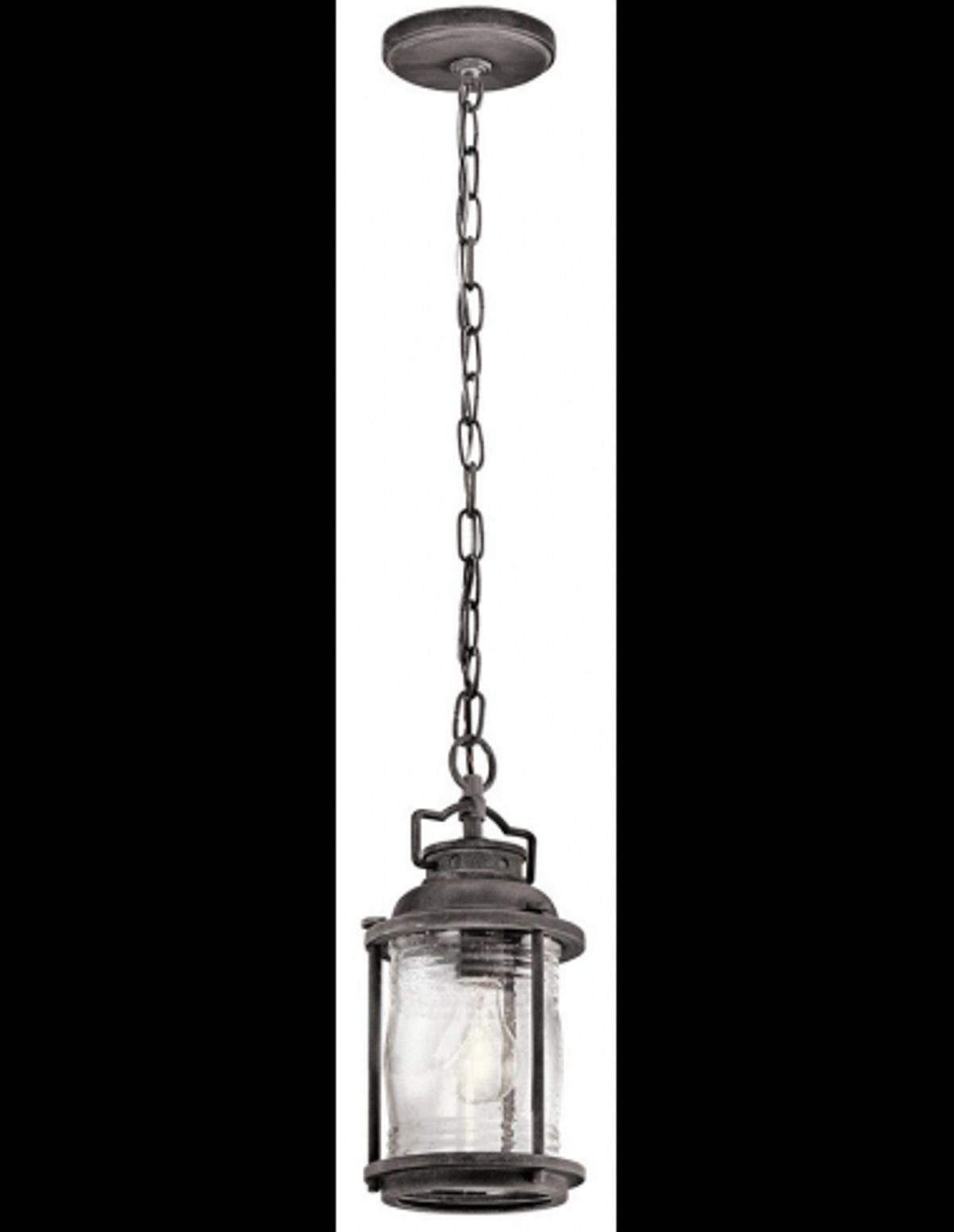 Ashland Bay Udendørs loftlampe i stål og glas Ø15,4 cm 1 x E27 - Antik zink/Klar dråbeeffekt