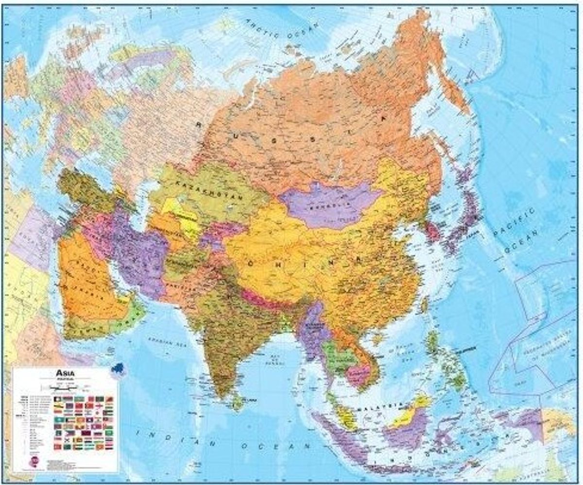 Asia Political Wall Map Paper