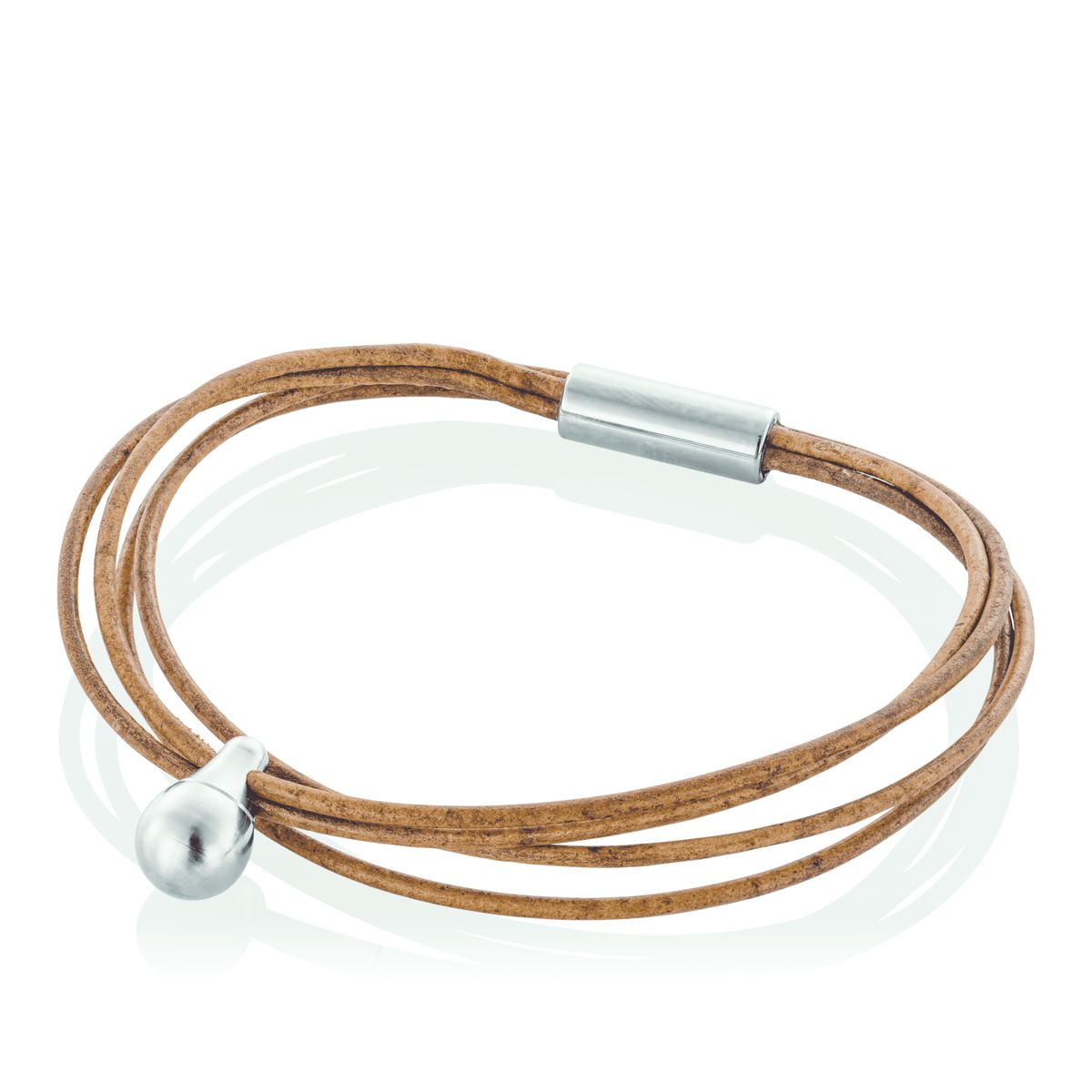 Askesmykke Armbånd m. charm cognac læder