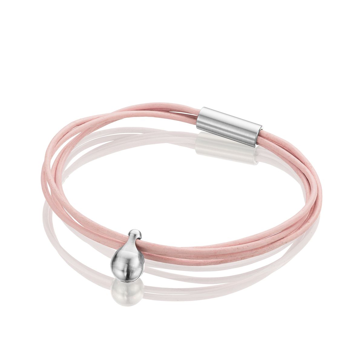 Askesmykke Armbånd m. charm pink læder