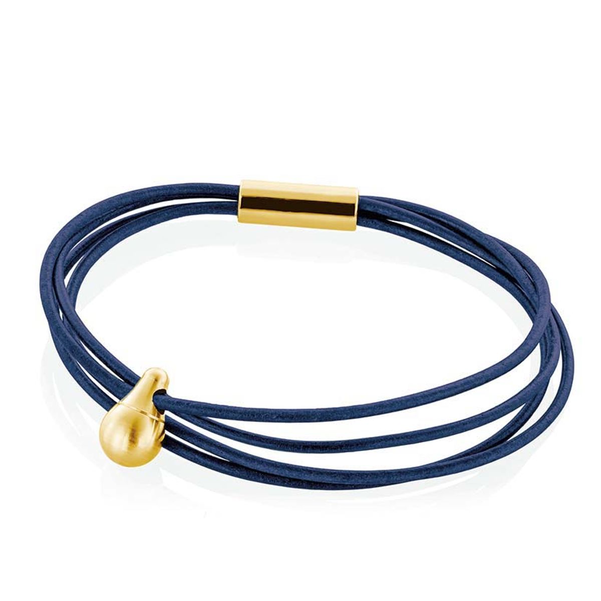 Askesmykke Armbånd m. guldbelagt charm navy læder