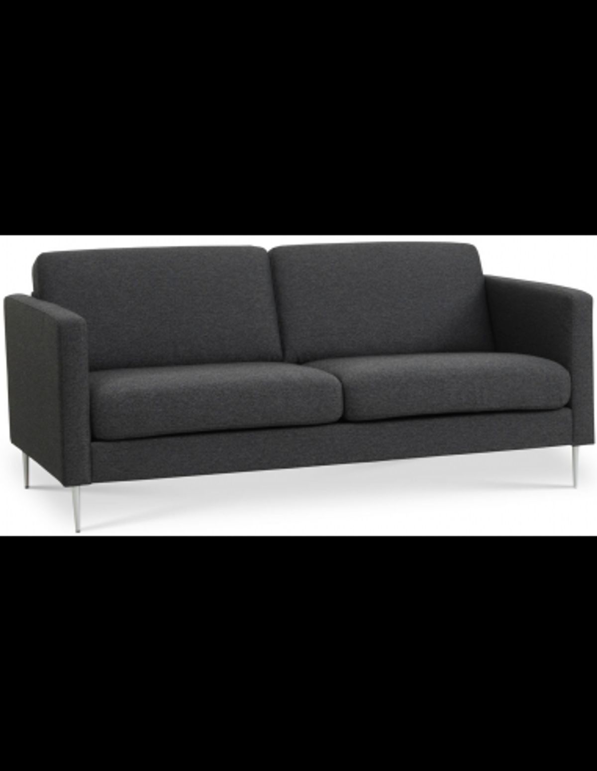 Askset 2-personers sofa i polyester B180 x D86 cm - Børstet alugrå/Antracit