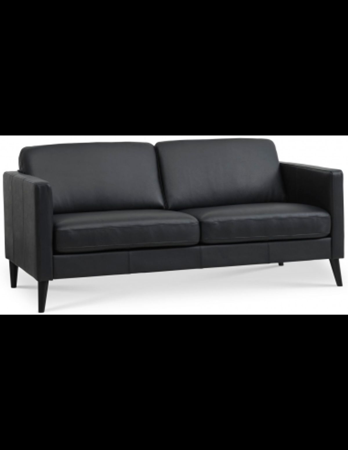 Askset 2-personers sofa i semi-anilin læder B180 x D86 cm - Sort/Sort