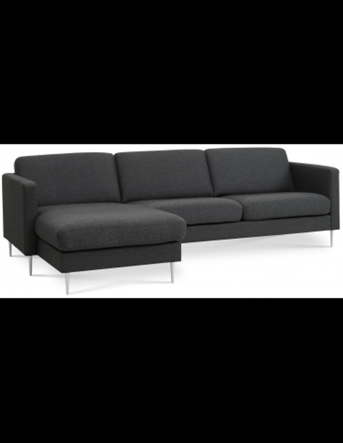 Askset chaiselongsofa i polyester B260 x D145 cm - Børstet alugrå/Antracit