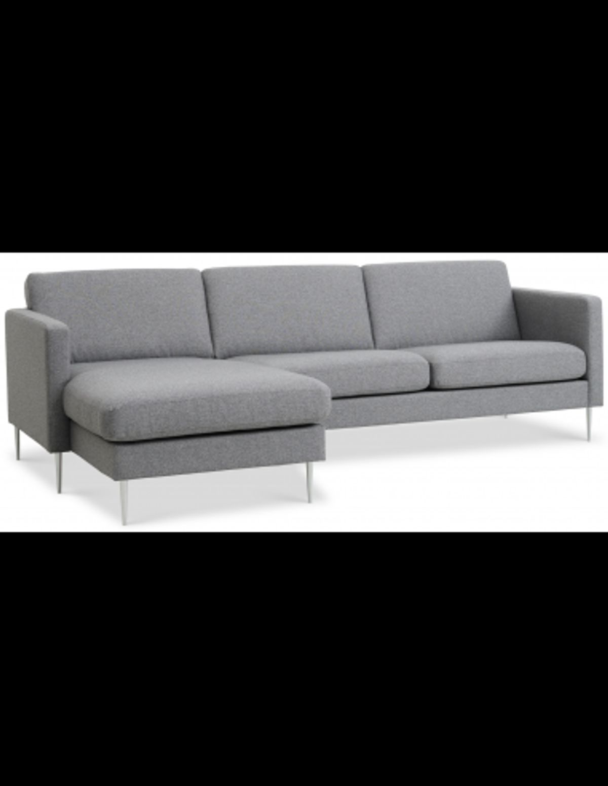 Askset chaiselongsofa i polyester B260 x D145 cm - Børstet alugrå/Lysegrå