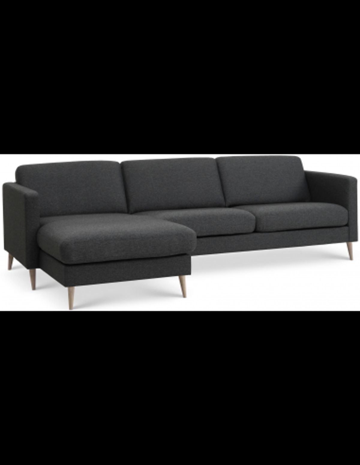 Askset chaiselongsofa i polyester B260 x D145 cm - Natur/Antracit