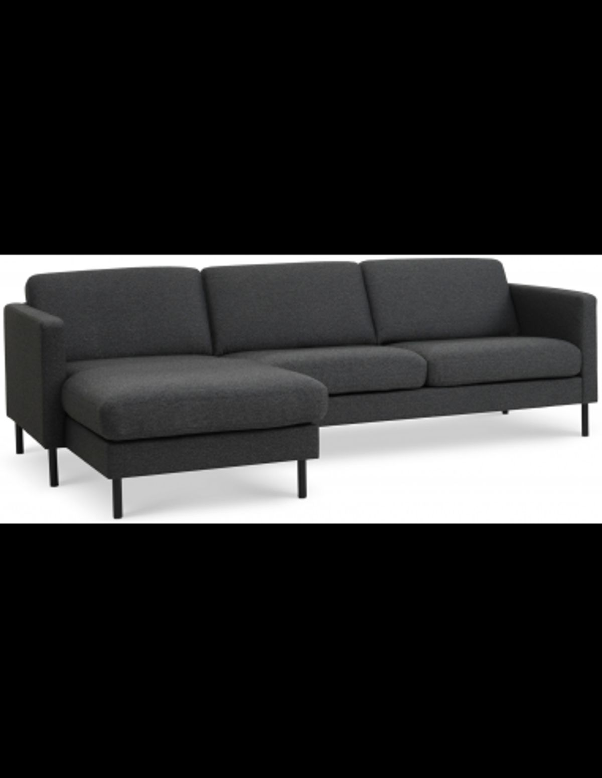 Askset chaiselongsofa i polyester B260 x D145 cm - Sort/Antracit