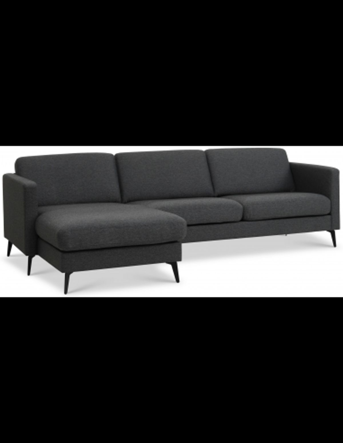 Askset chaiselongsofa i polyester B260 x D145 cm - Sort/Antracit