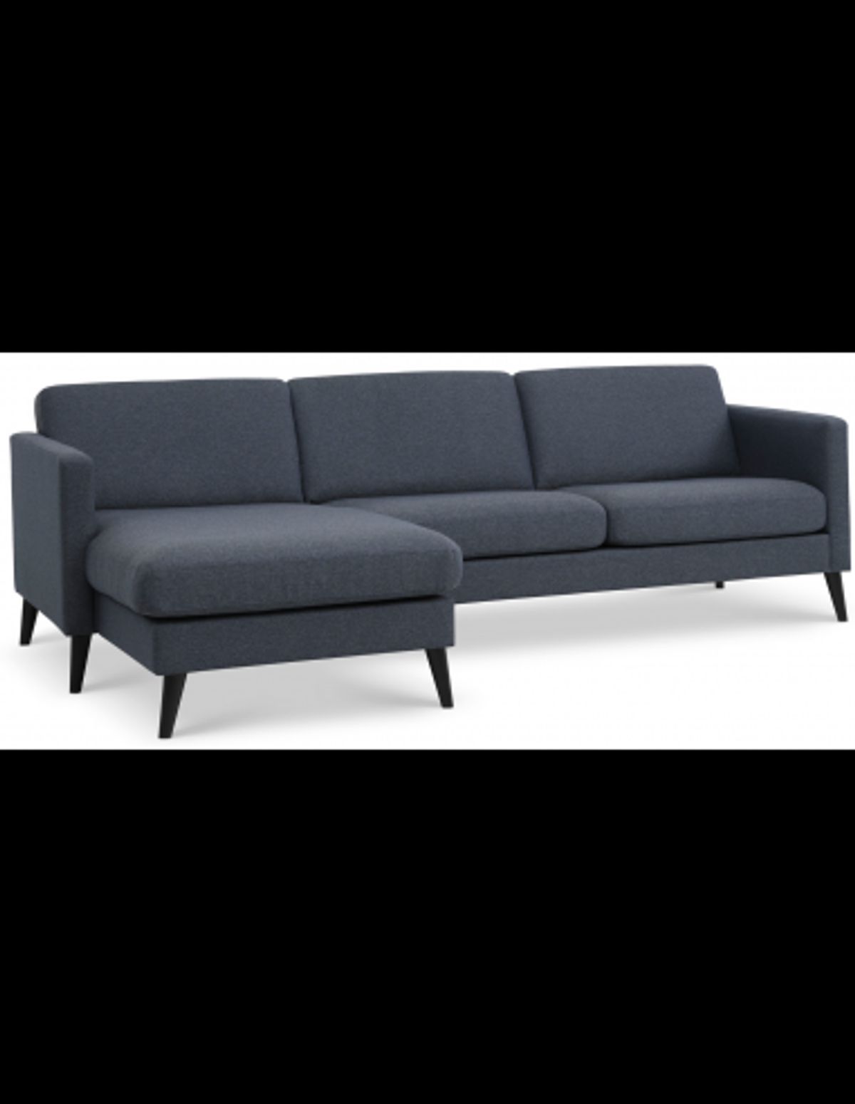 Askset chaiselongsofa i polyester B260 x D145 cm - Sort/Navy