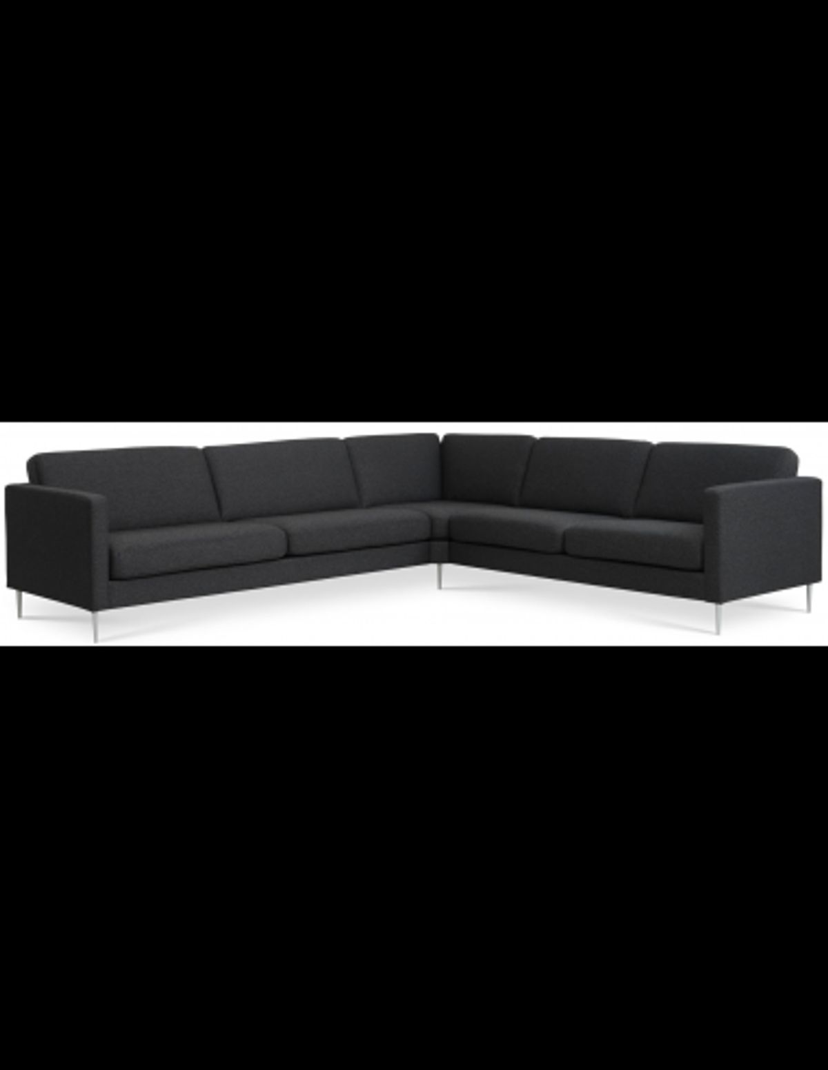 Askset hjørnesofa i polyester B300 x D264 cm - Børstet alugrå/Antracit