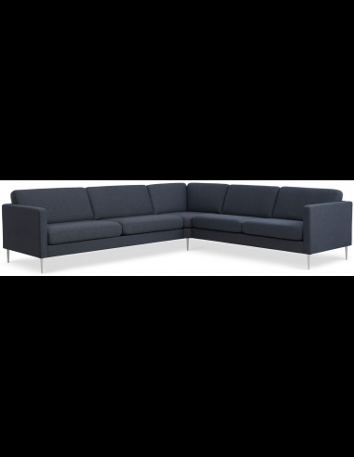 Askset hjørnesofa i polyester B300 x D264 cm - Børstet alugrå/Navy