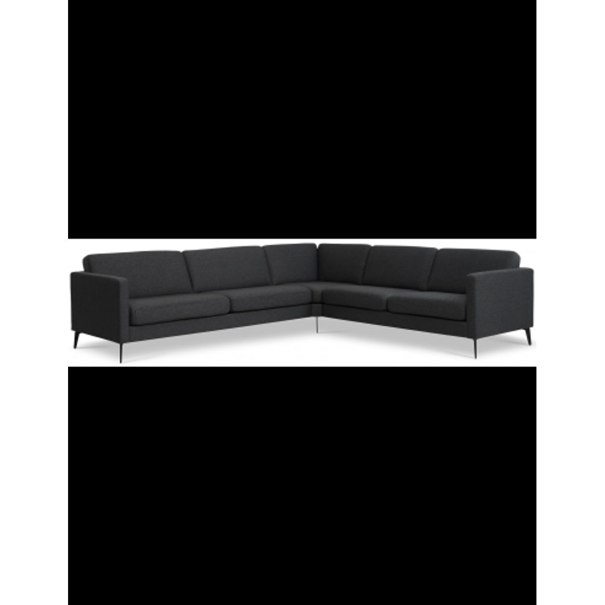 Askset hjørnesofa i polyester B300 x D264 cm - Sort/Antracit