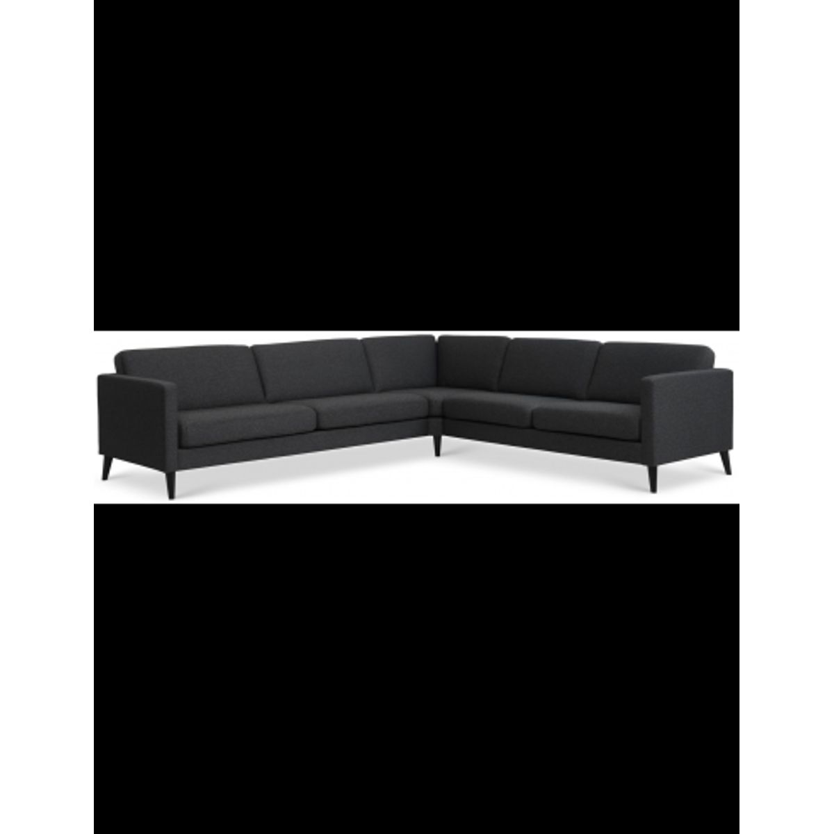 Askset hjørnesofa i polyester B300 x D264 cm - Sort/Antracit