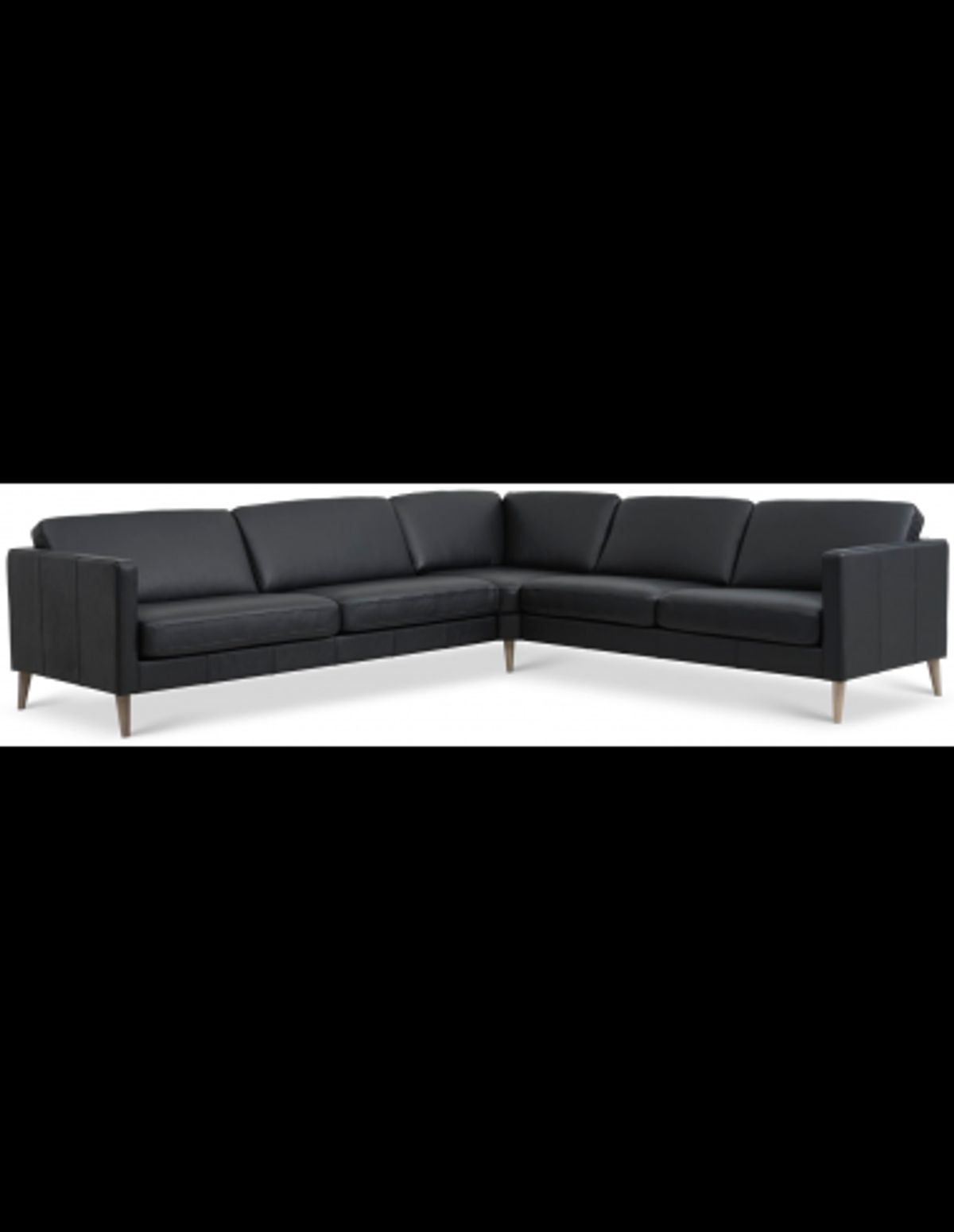 Askset hjørnesofa i semi-anilin læder B300 x D264 cm - Natur/Sort