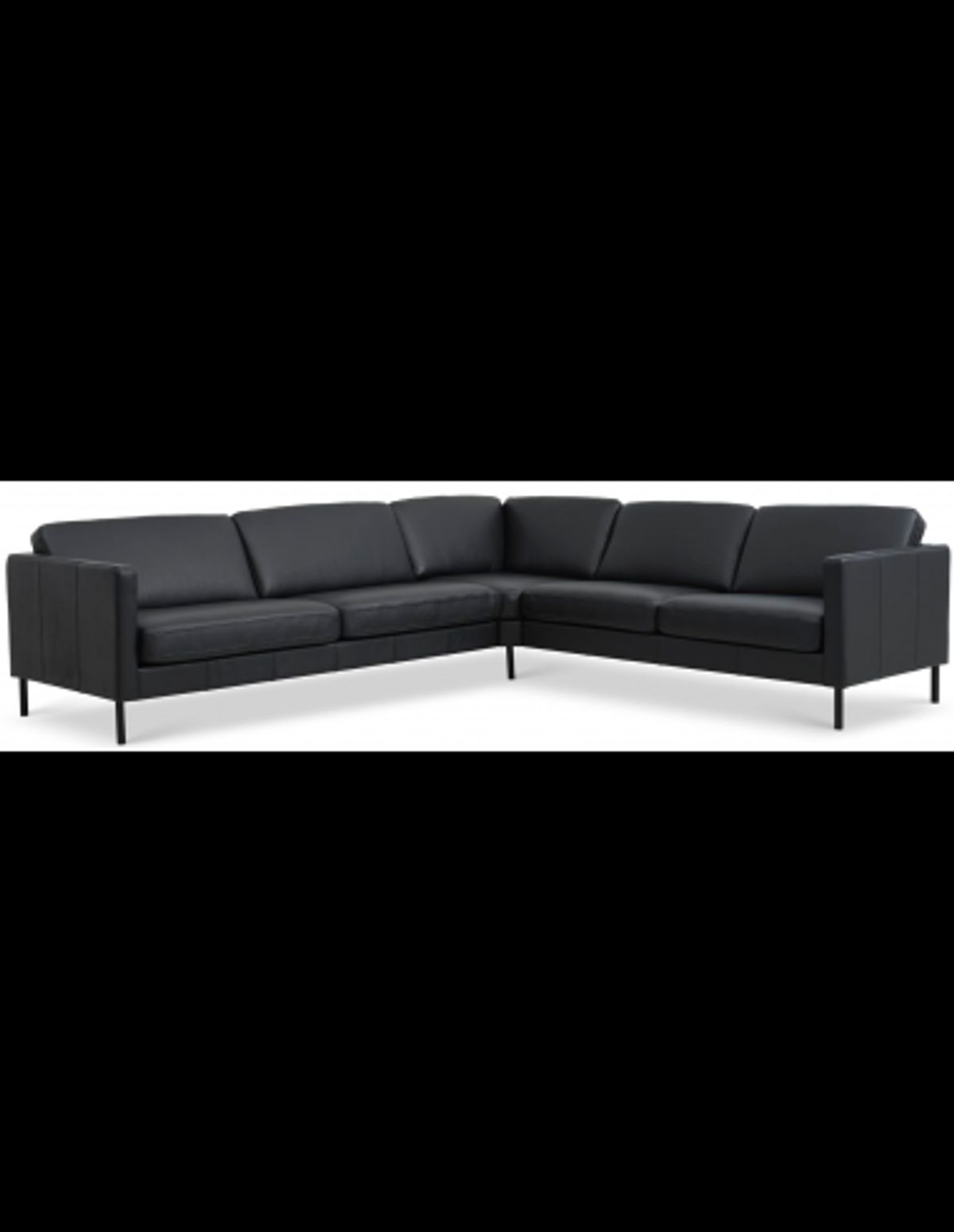 Askset hjørnesofa i semi-anilin læder B300 x D264 cm - Sort/Sort