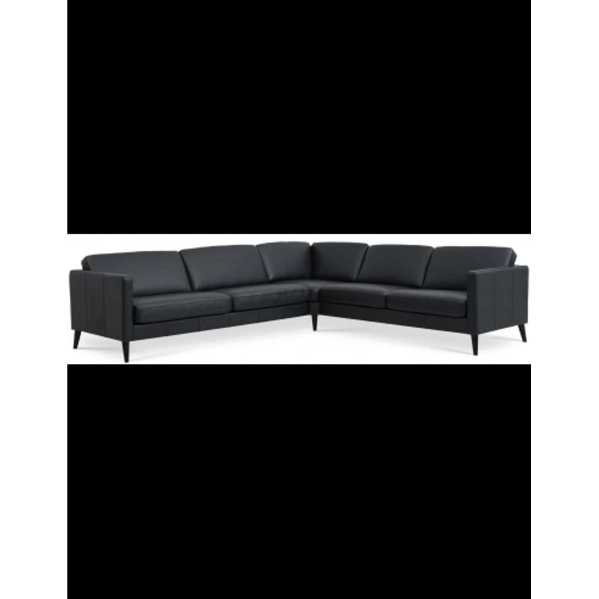 Askset hjørnesofa i semi-anilin læder B300 x D264 cm - Sort/Sort