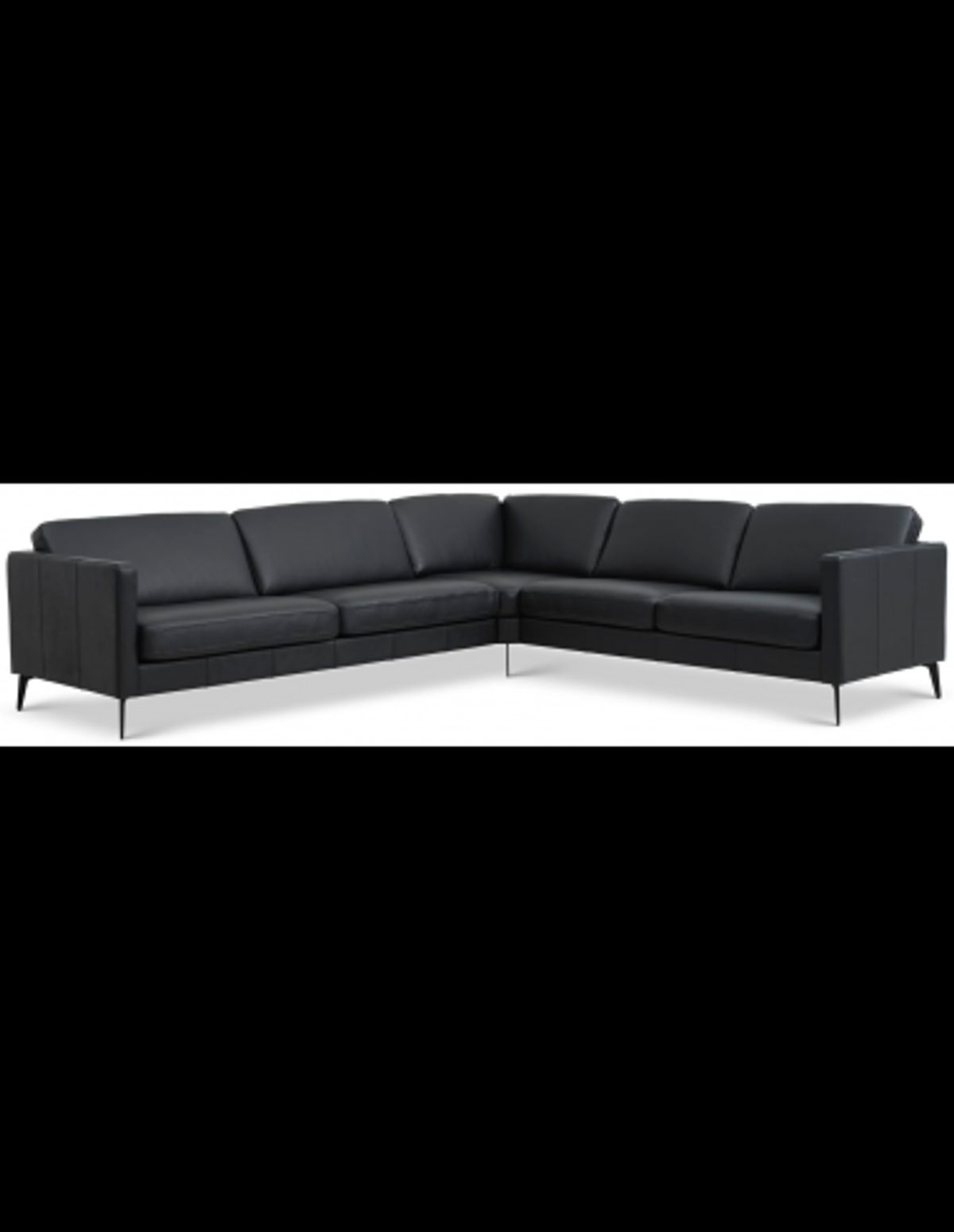 Askset hjørnesofa i semi-anilin læder B300 x D264 cm - Sort/Sort