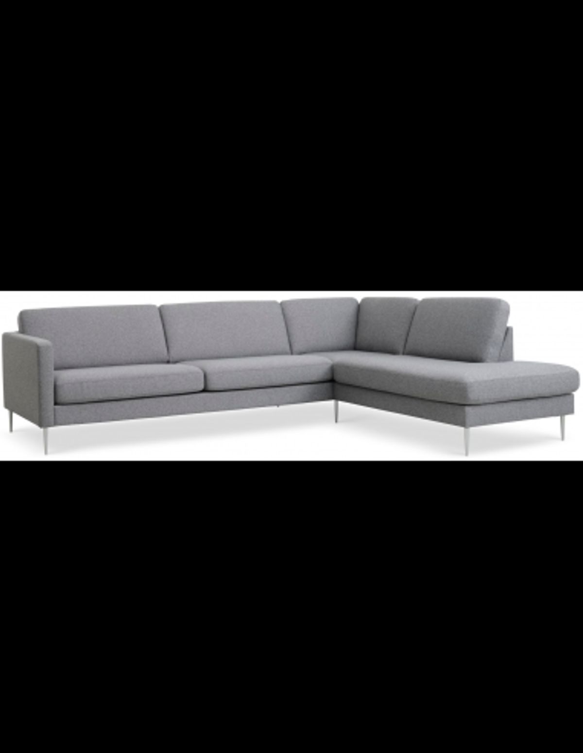 Askset højrevendt chaiselongsofa i polyester B291 x D219 cm - Børstet alugrå/Lysegrå