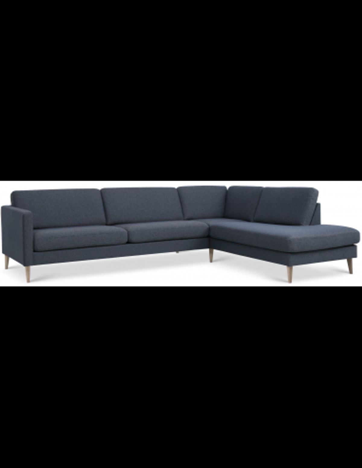 Askset højrevendt chaiselongsofa i polyester B291 x D219 cm - Natur/Navy