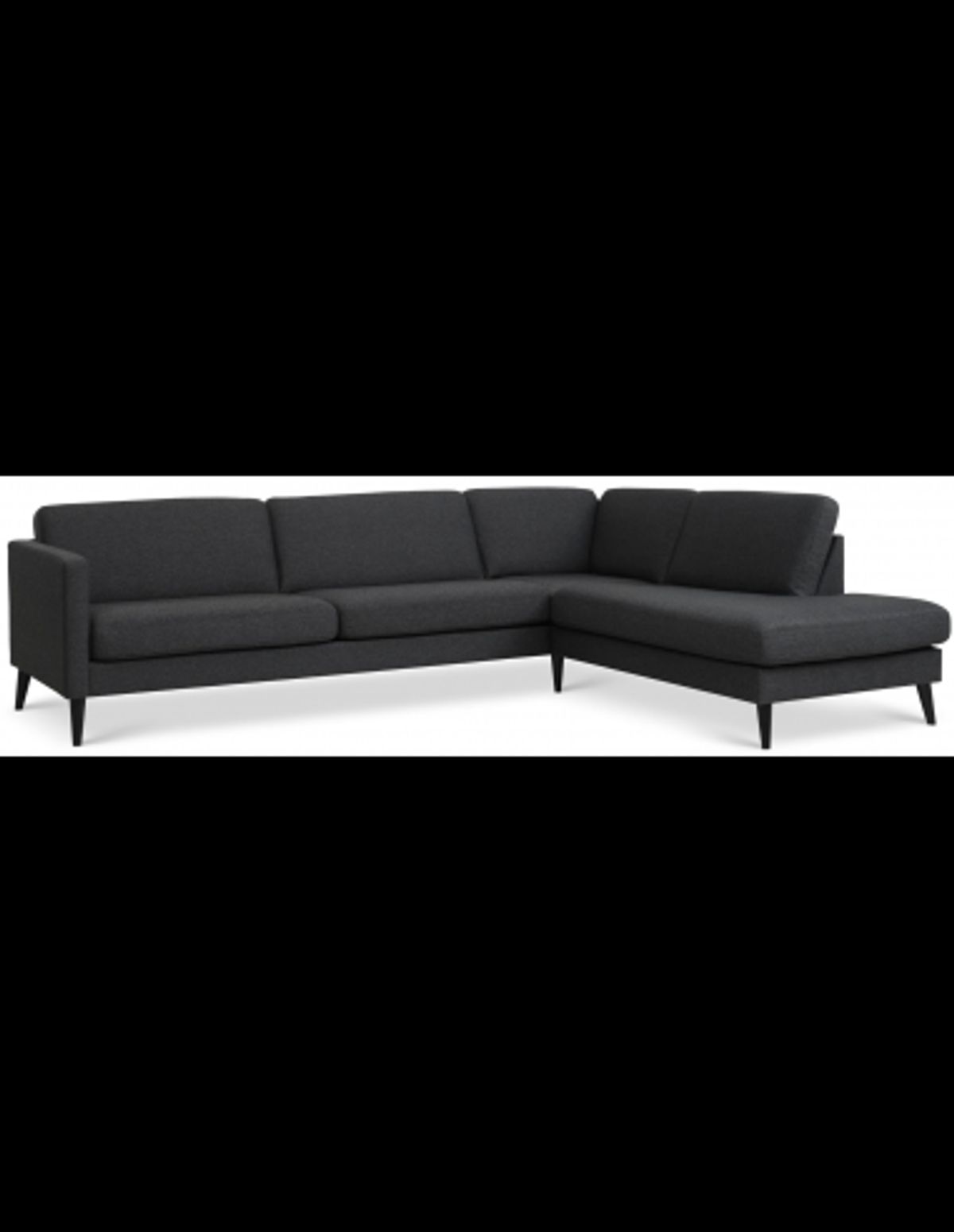 Askset højrevendt chaiselongsofa i polyester B291 x D219 cm - Sort/Antracit