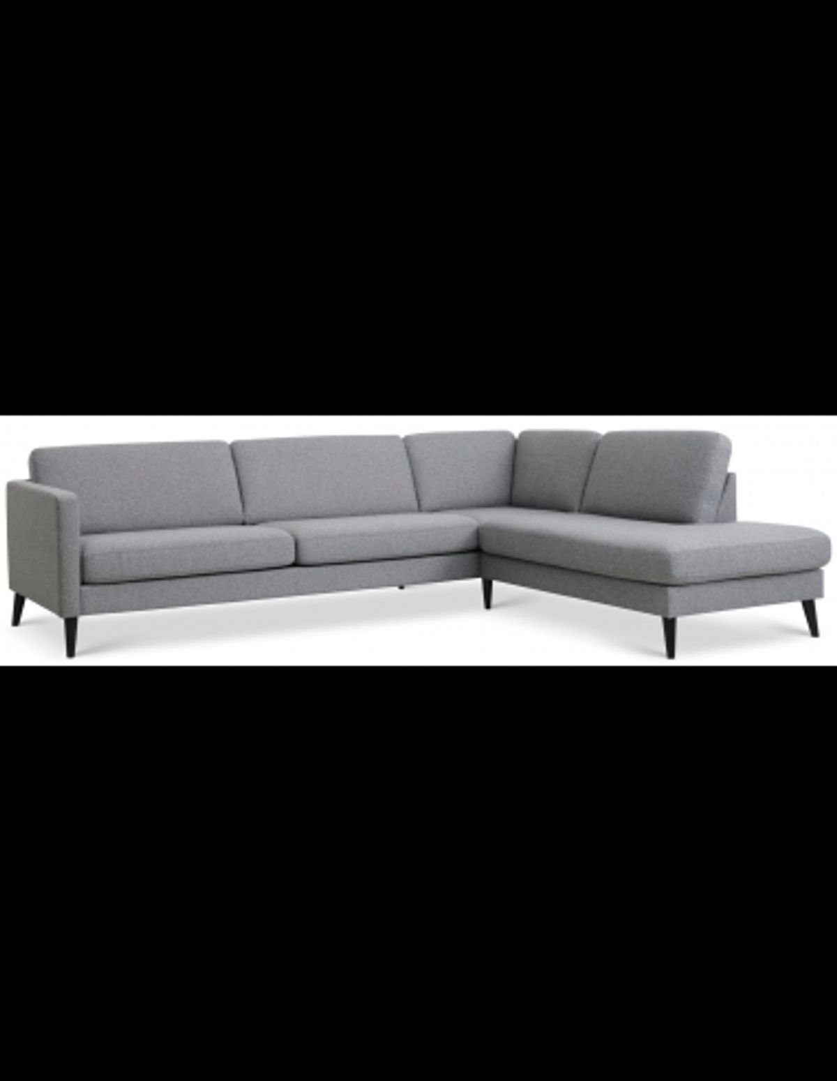 Askset højrevendt chaiselongsofa i polyester B291 x D219 cm - Sort/Lysegrå