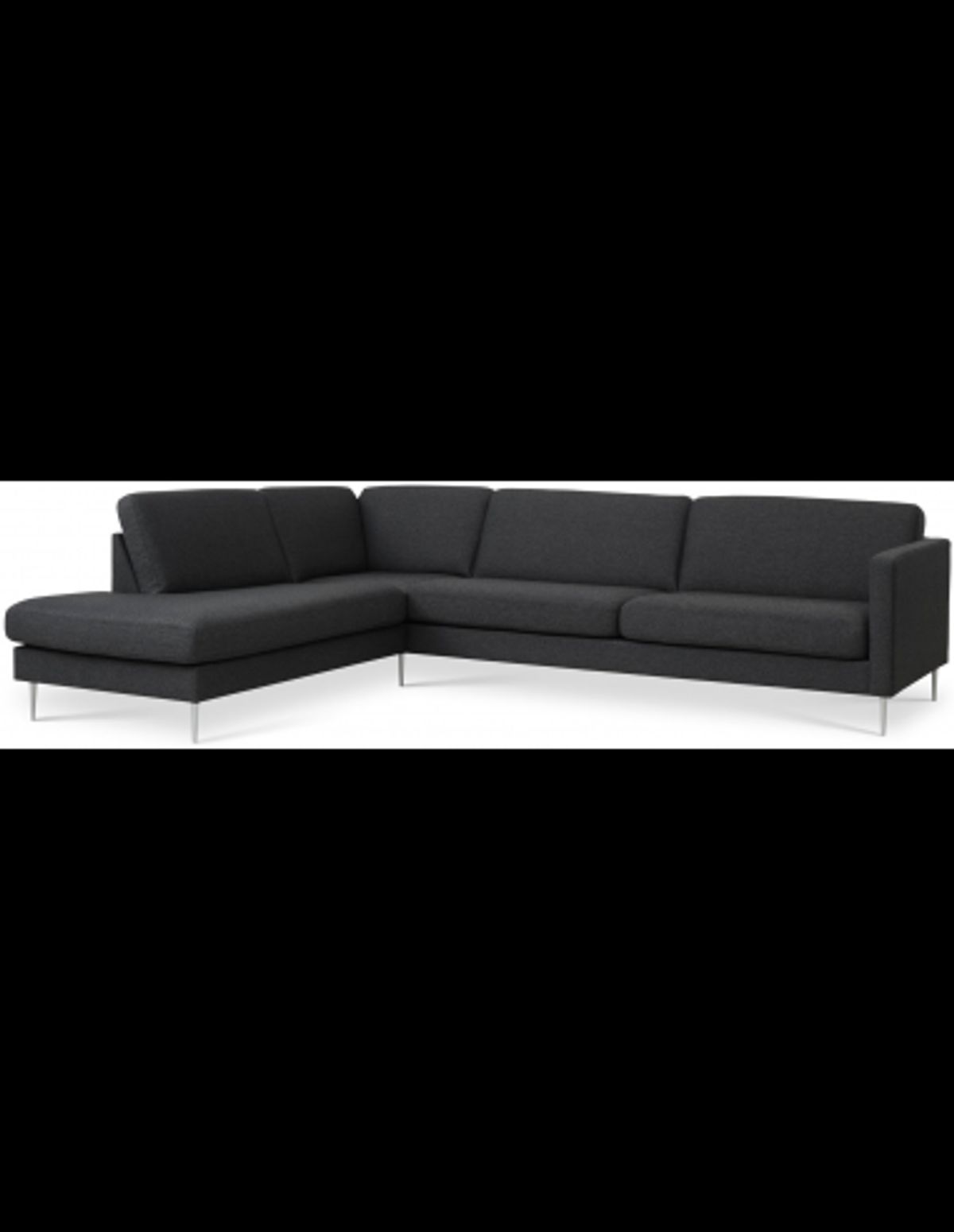 Askset venstrevendt chaiselongsofa i polyester B291 x D219 cm - Børstet alugrå/Antracit