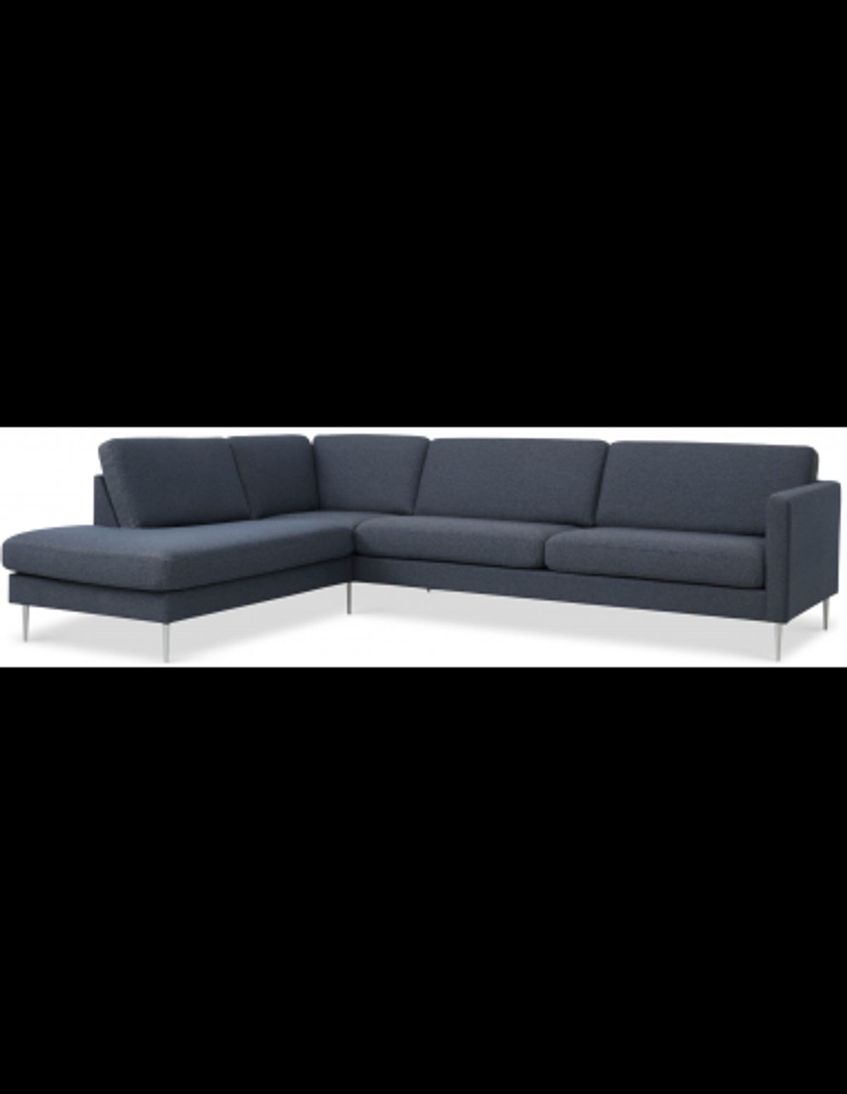 Askset venstrevendt chaiselongsofa i polyester B291 x D219 cm - Børstet alugrå/Navy