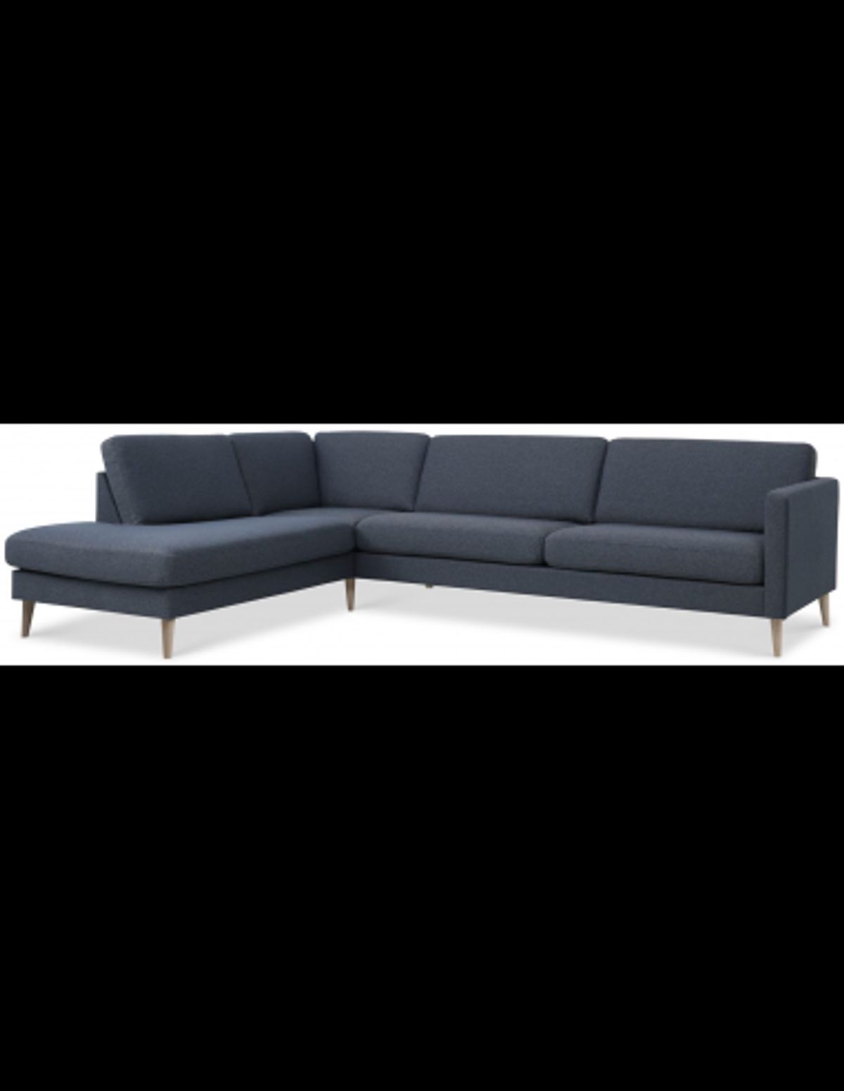 Askset venstrevendt chaiselongsofa i polyester B291 x D219 cm - Natur/Navy