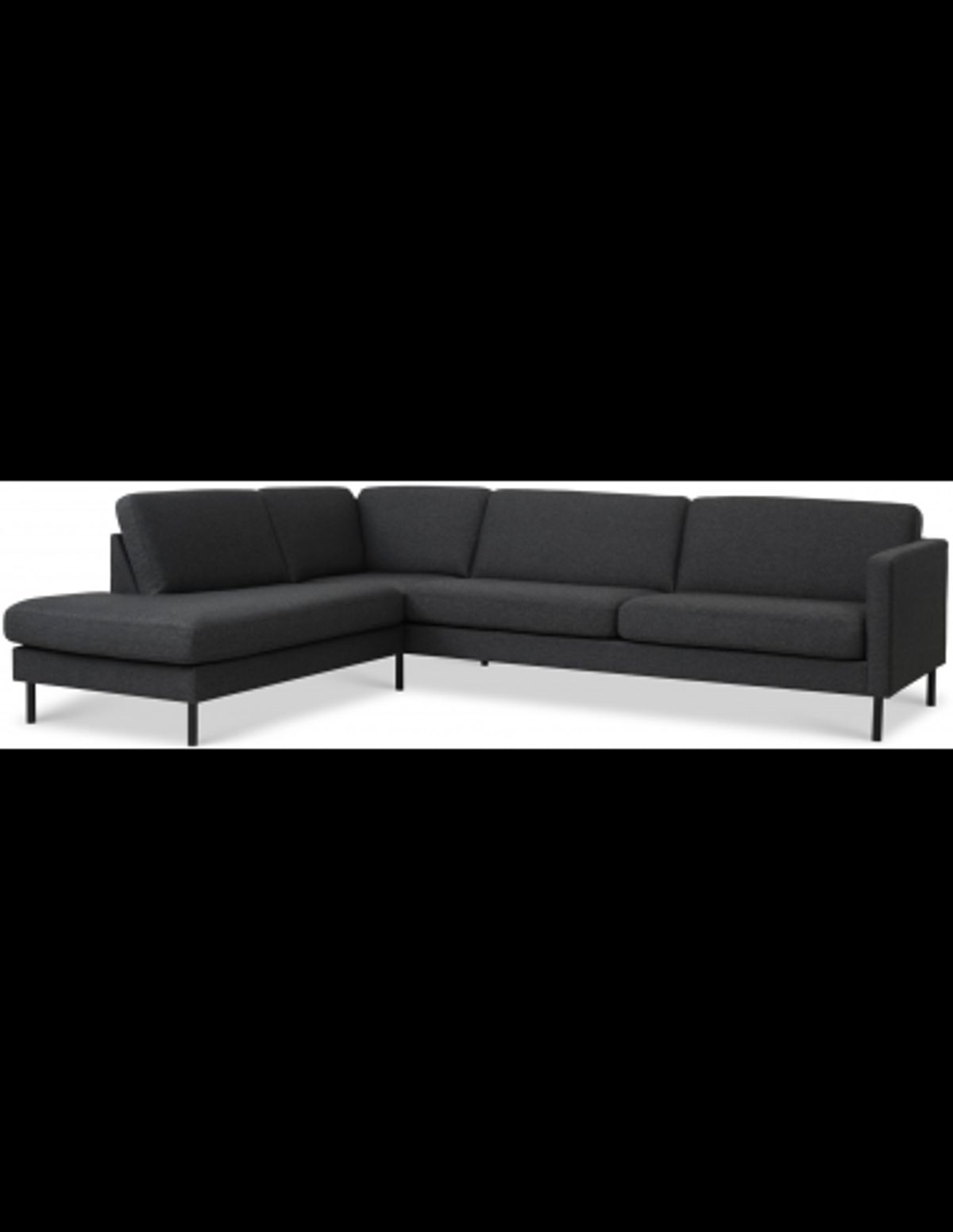 Askset venstrevendt chaiselongsofa i polyester B291 x D219 cm - Sort/Antracit