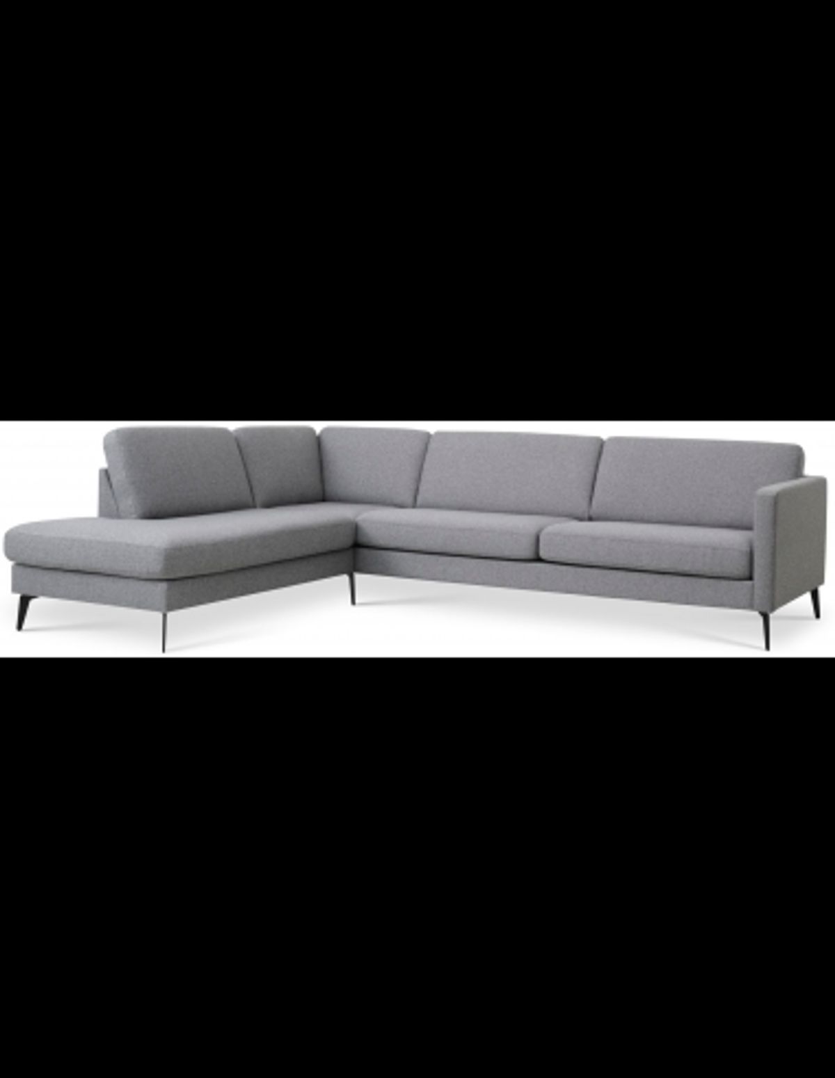 Askset venstrevendt chaiselongsofa i polyester B291 x D219 cm - Sort/Lysegrå