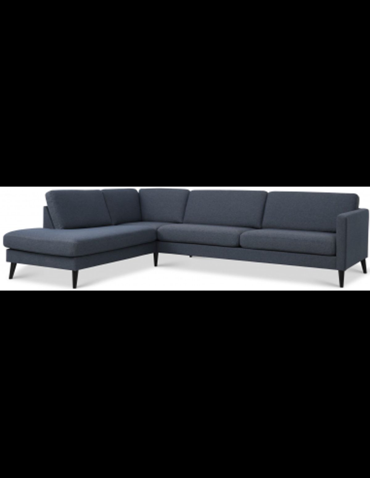 Askset venstrevendt chaiselongsofa i polyester B291 x D219 cm - Sort/Navy