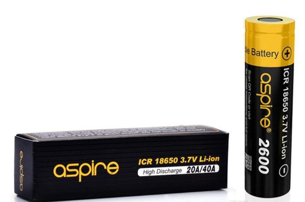 Aspire li-ion rechargeable battery 2600 icr 18650 3.7V