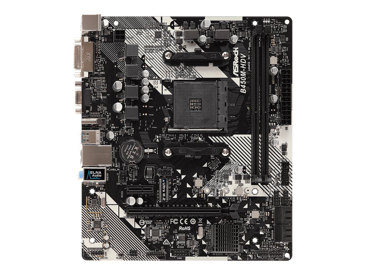 ASRock B450M-HDV R4.0 Micro-ATX AM4 AMD B450 - Bundkort