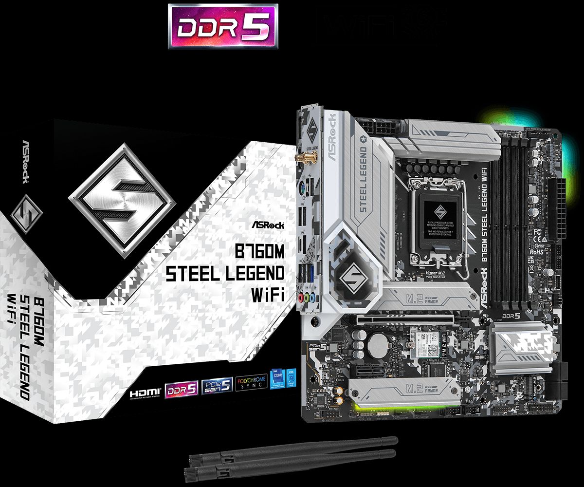 ASRock B760M STEEL LEGEND WIFI - Bundkort