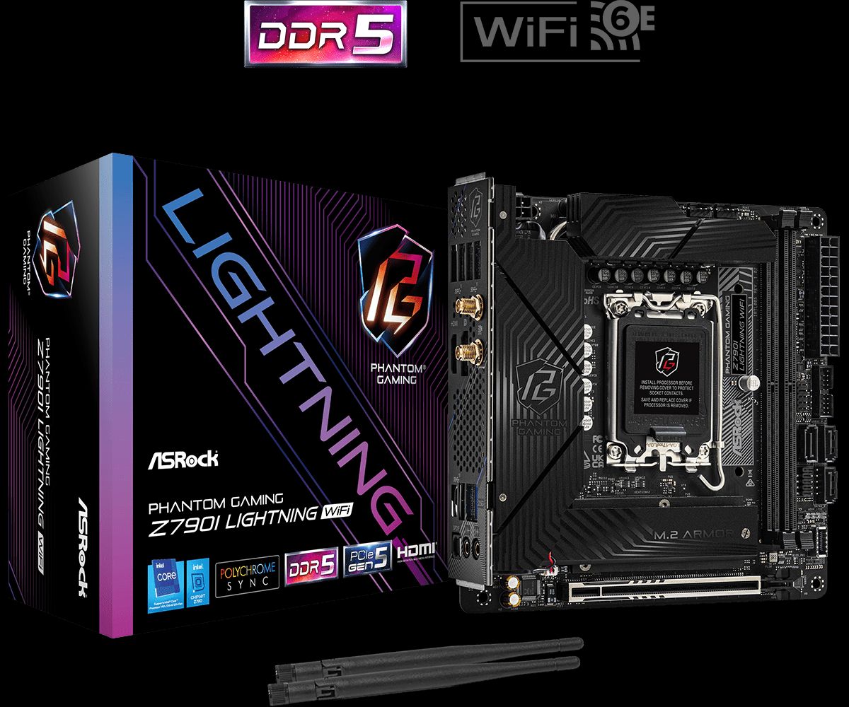 ASRock Phantom Gaming Z690I LIGHTNING WIFI Mini ITX LGA1700 sokkel Intel Z790 - Bundkort