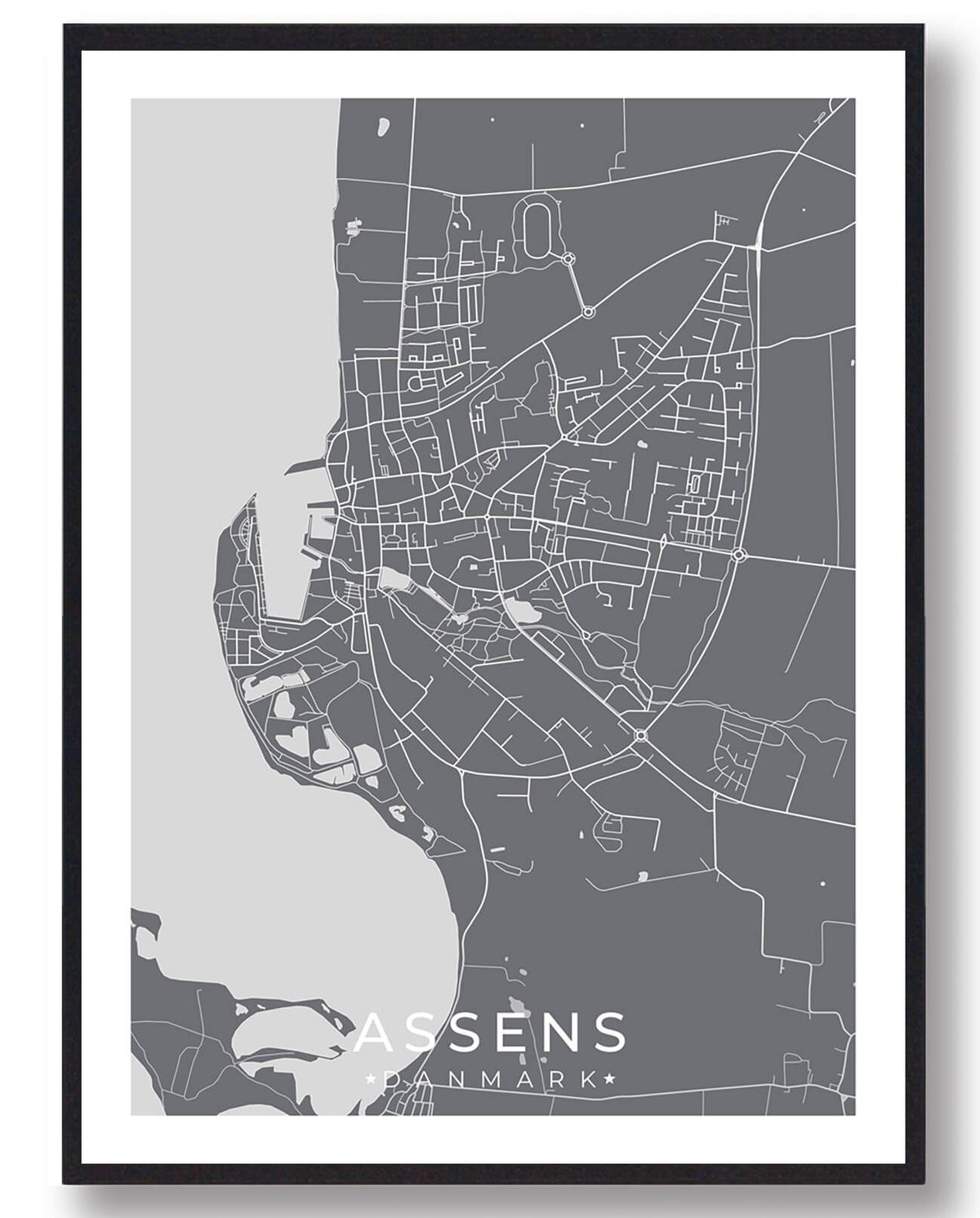 Assens by plakat - grå (Størrelse: L - 50x70cm (B2))