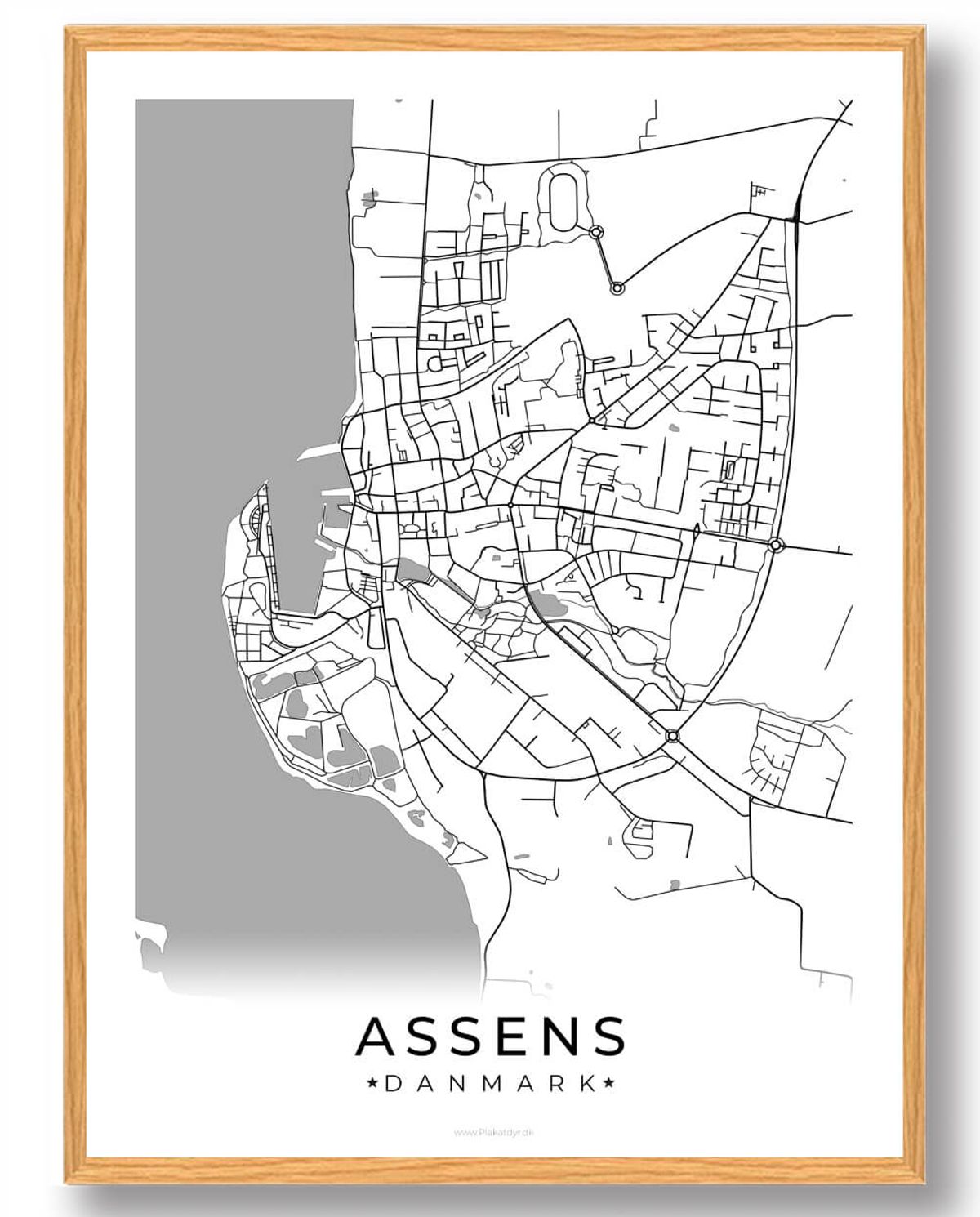 Assens by plakat - hvid (Størrelse: L - 50x70cm (B2))