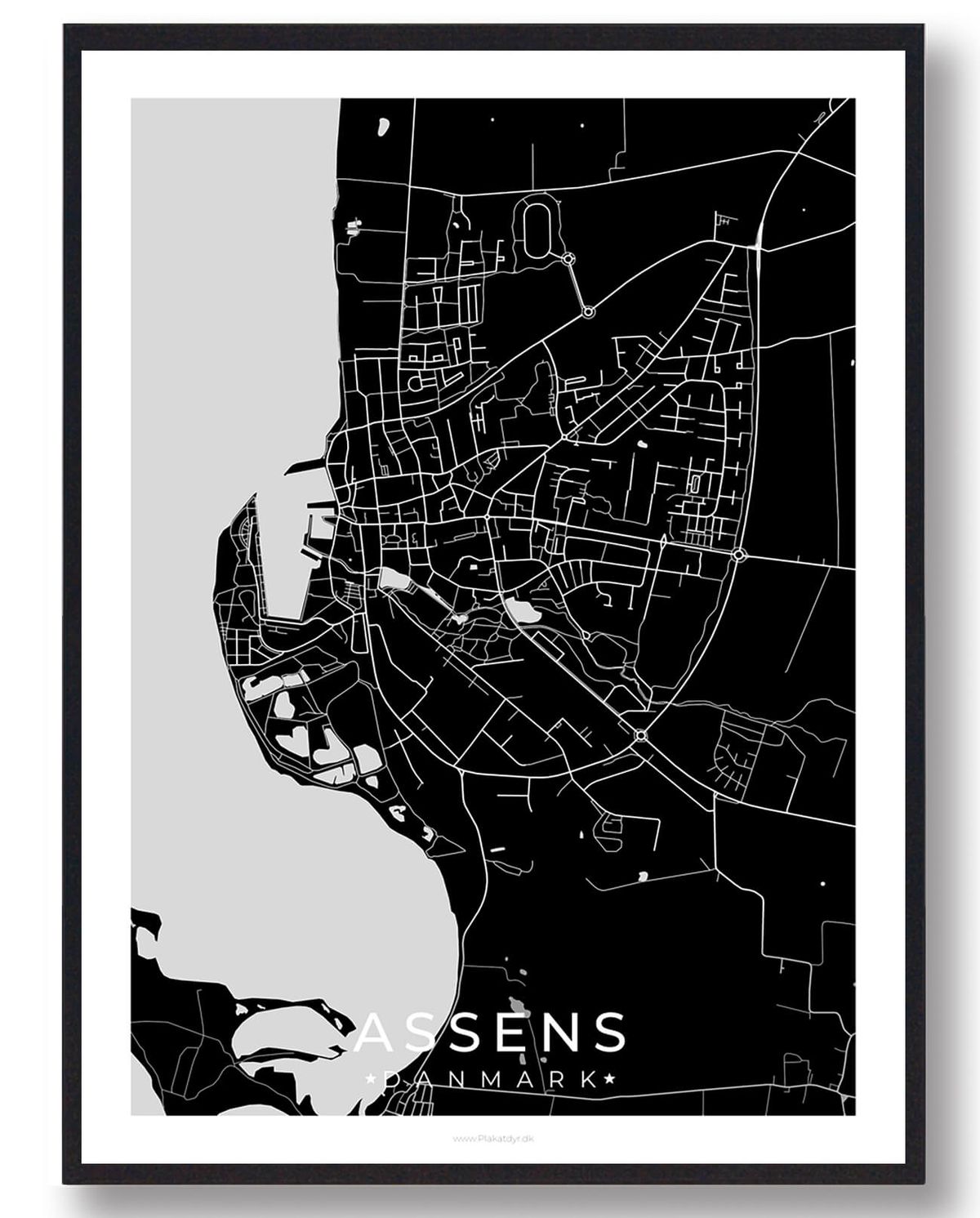 Assens by plakat - sort (Størrelse: L - 50x70cm (B2))