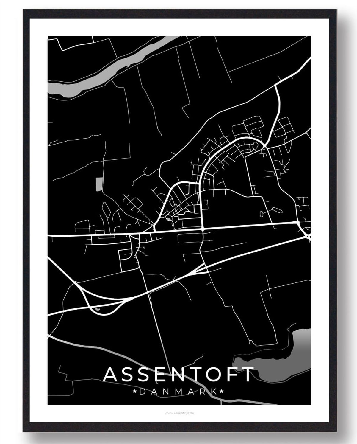 Assentoft by plakat - sort (Størrelse: L - 50x70cm (B2))