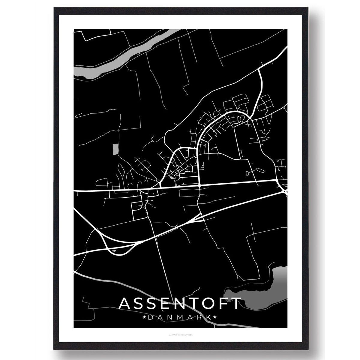 Assentoft by plakat - sort (Størrelse: S - 21x29,7cm (A4))