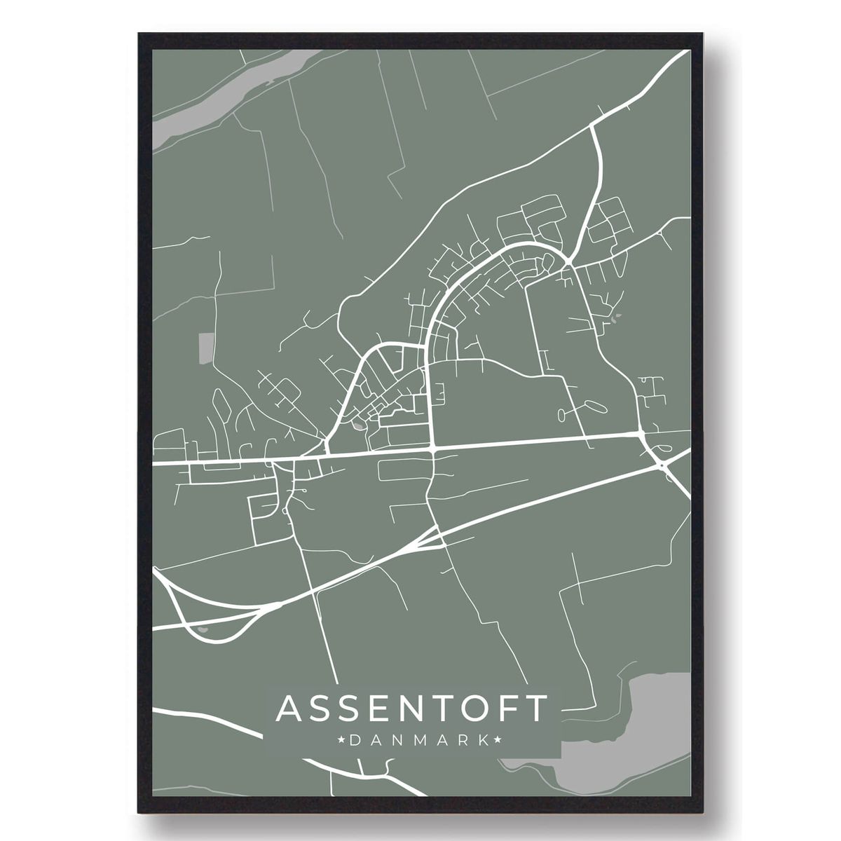 Assentoft plakat - grøn (Størrelse: L - 50x70cm (B2))