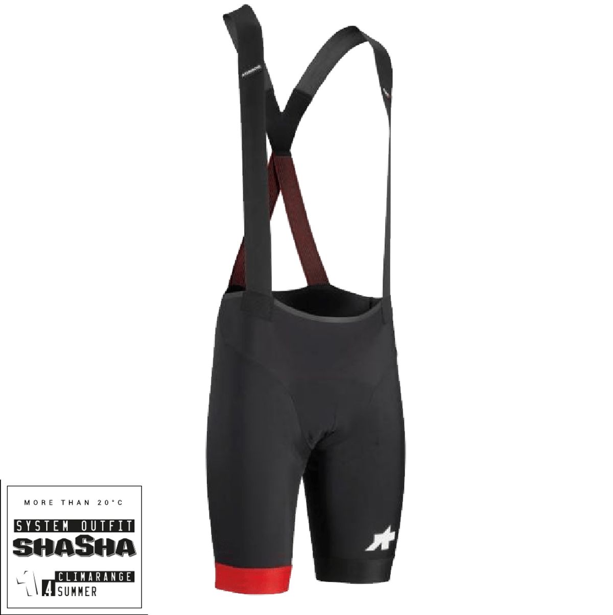 Assos Cykelbukser Equipe RS S9 Bibshorts - Sort/rød